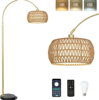 Rattan Curved Floor Lamp