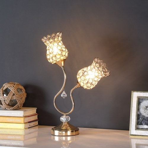 Rose Gold Crystal Flower Lamp